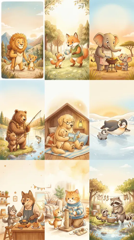 Fathers Day Cute Animal Cards