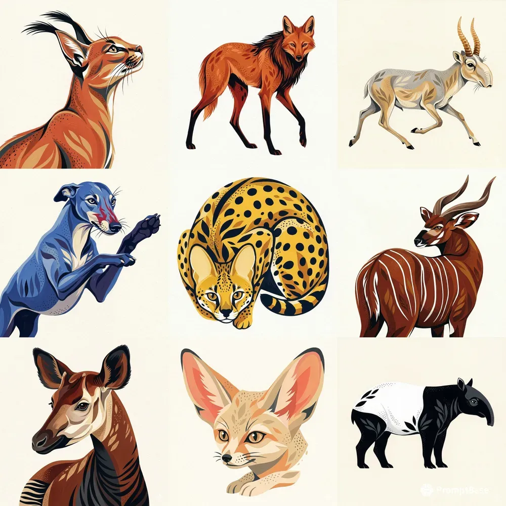 Contemporary Folk Animal Graphic Art