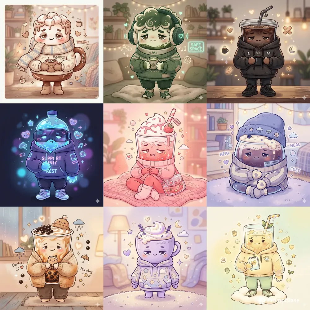 Kawaii Humanoid Drink Characters
