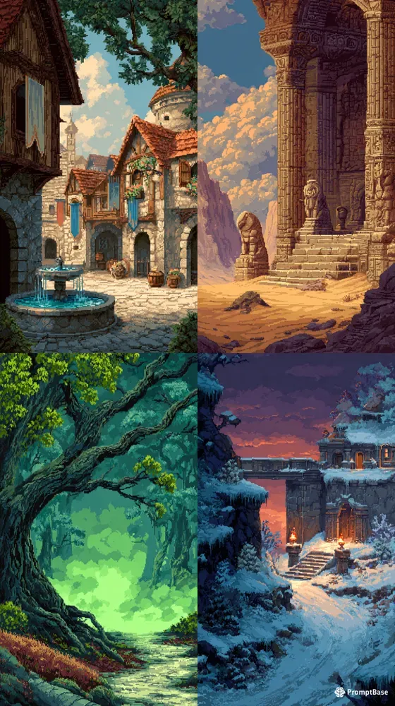 8bit Fantasy Realm Backgrounds