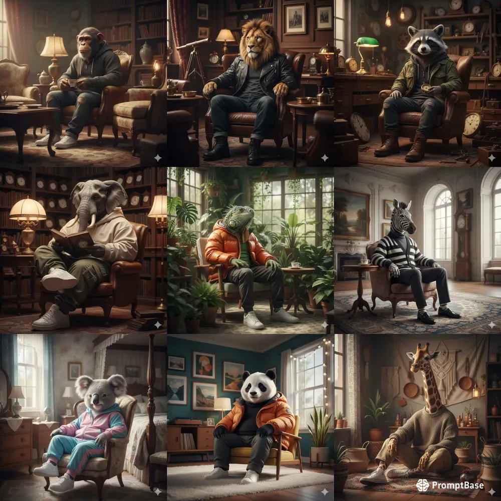 Stylish Animals In Cozy Vintage Rooms