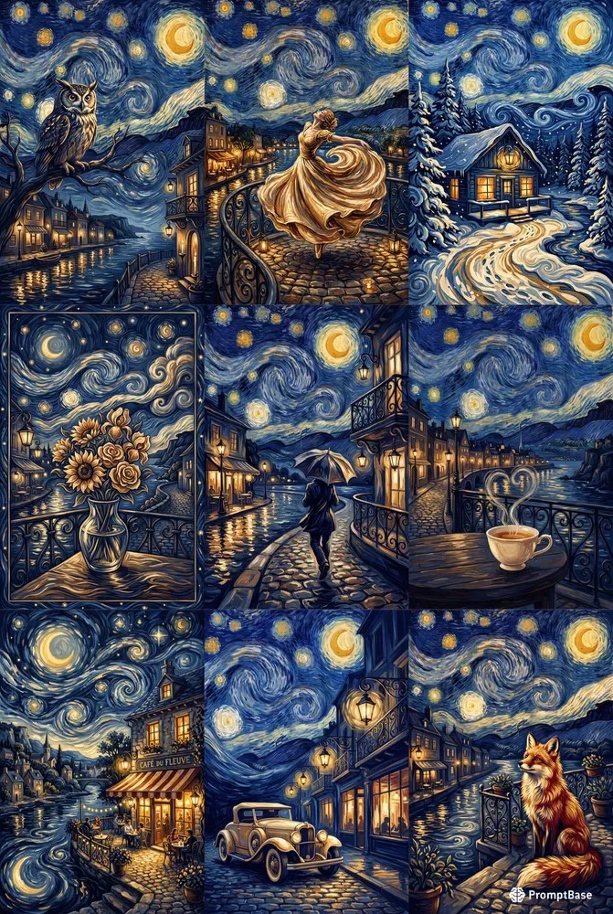 Starry Night Romantic Paintings