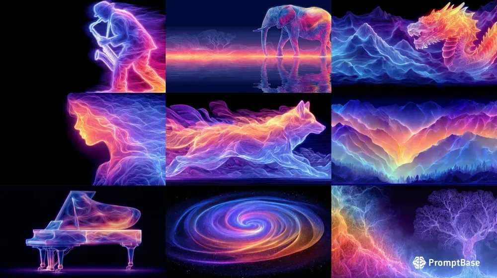 Luminous Neon Flowing Line Art