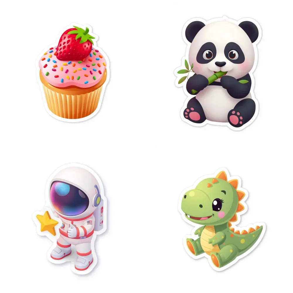 Cute 3d Isometric Cartoon Stickers
