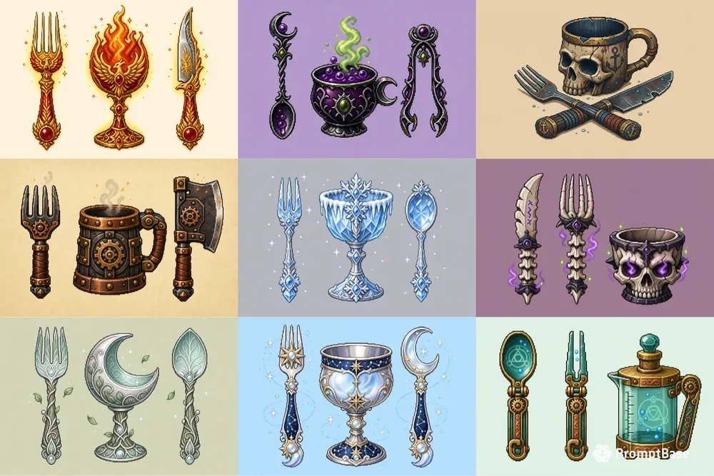 16bit Fantasy Tableware Icons