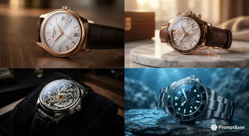 Hyperrealistic Luxury Watch Showcases