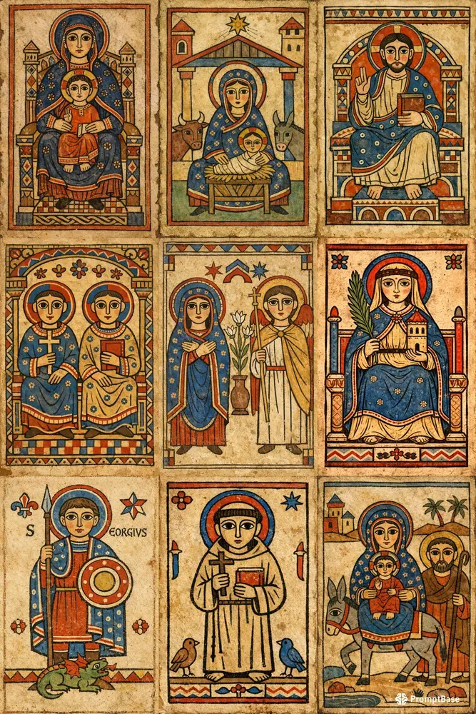 Medieval Naive Manuscript Icon Miniatures