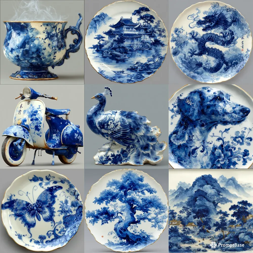 Porcelain Cobalt Chinoiserie Blues