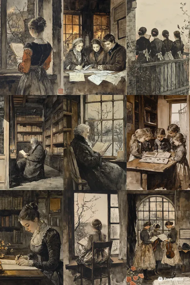 Romantic Vintage Watercolor Scenes