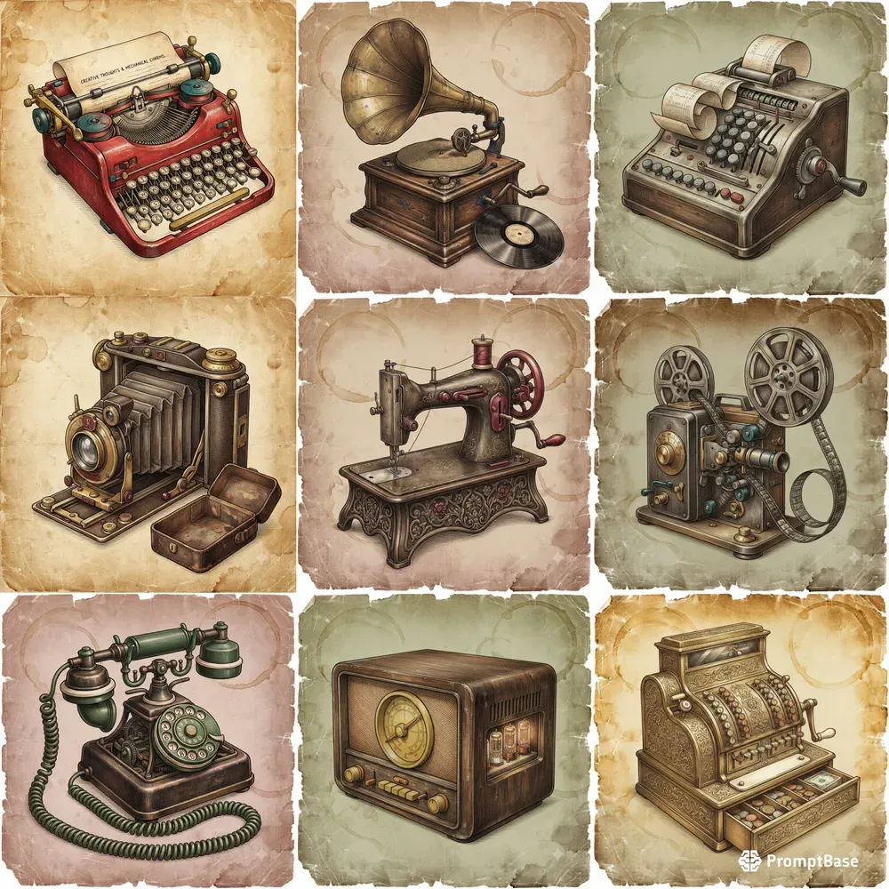 Vintage Mechanical Object Illustrations