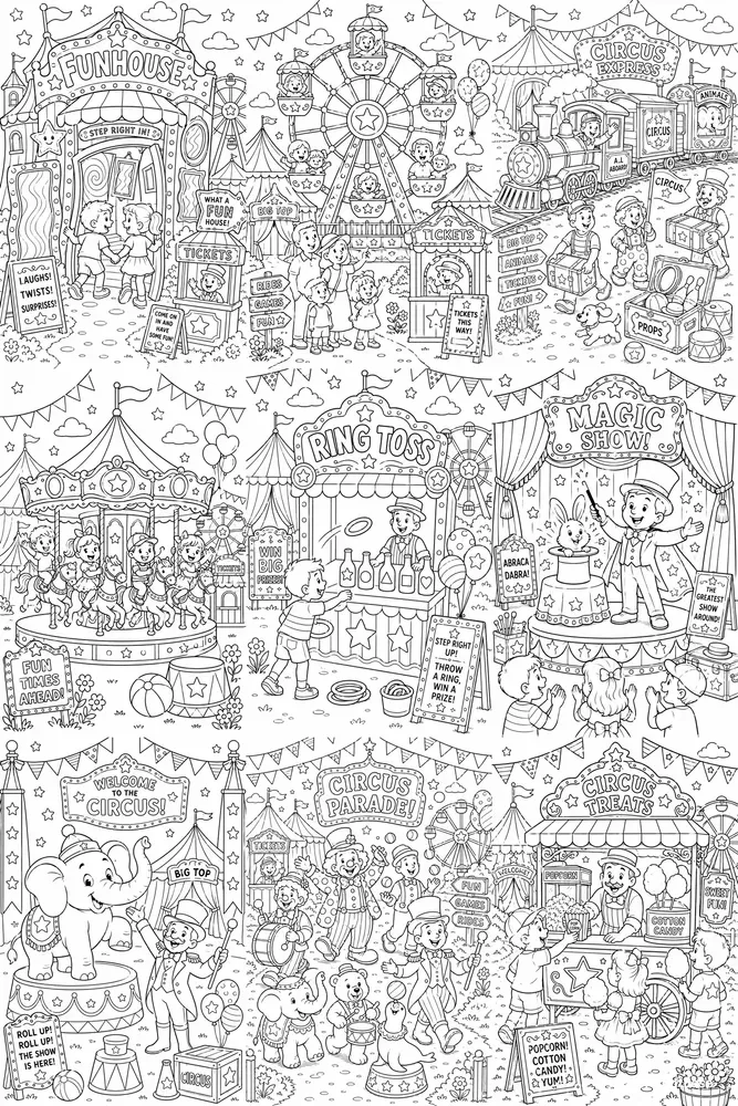Cute Vintage Circus Coloring Books