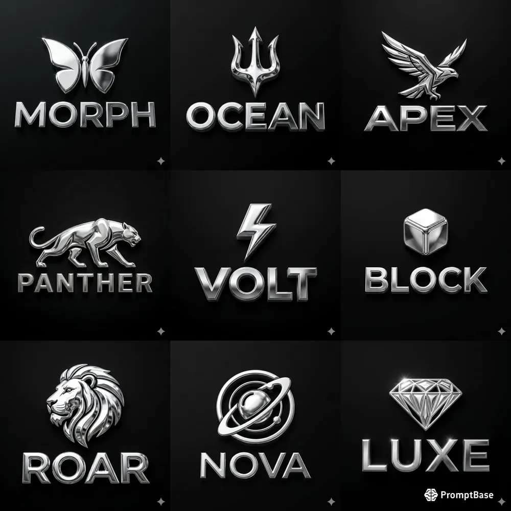 Highly Reflective 3D Silver Chrome Logos