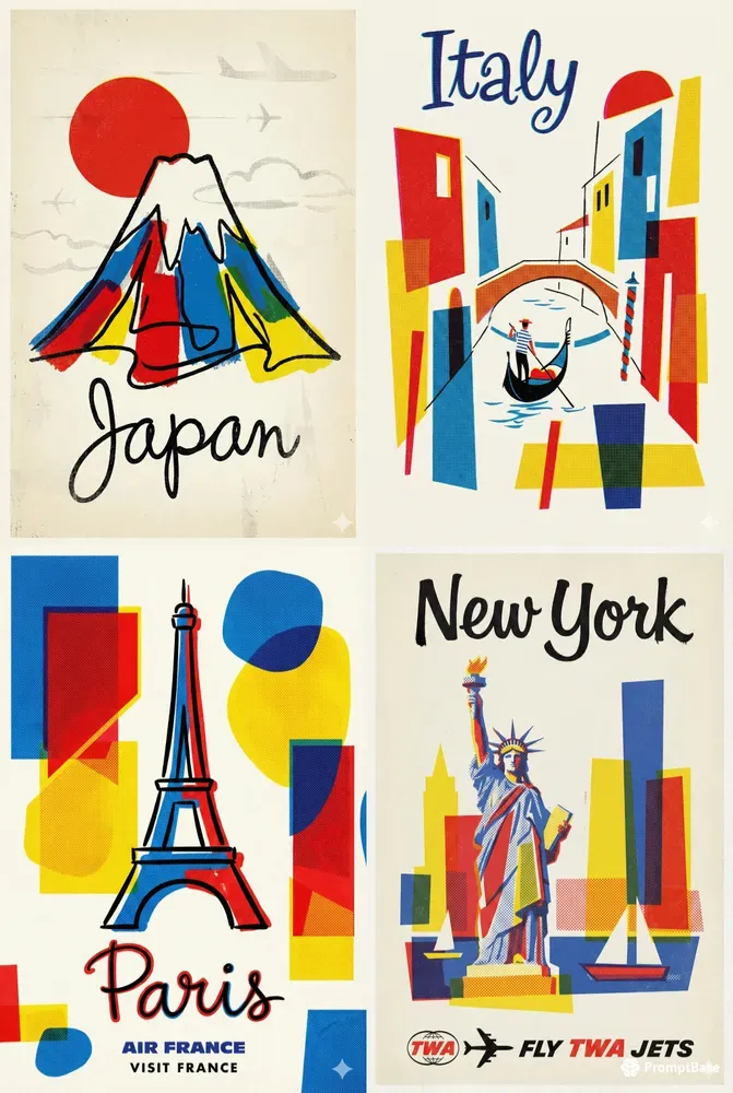 1960s Jet Age Vintage Travel Posters