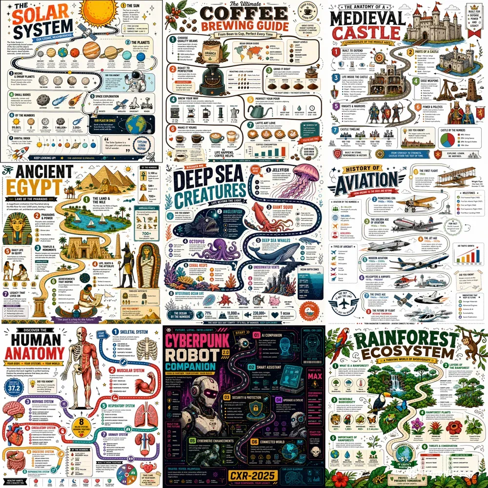 Retro Roadmap Infographic Poster Packs