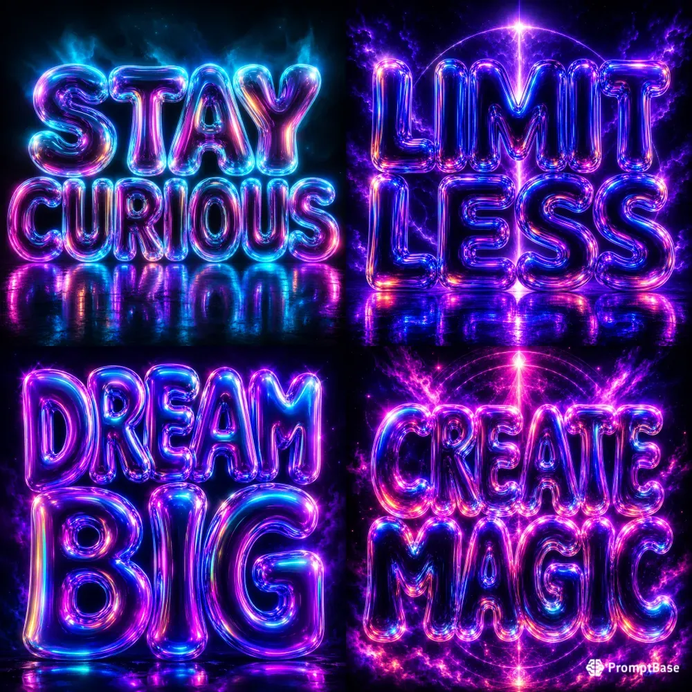 Hyperglow Bubble Typography Posters