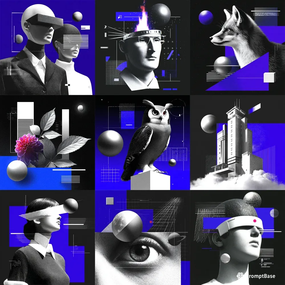 Retrofuturist Brutalist Collages