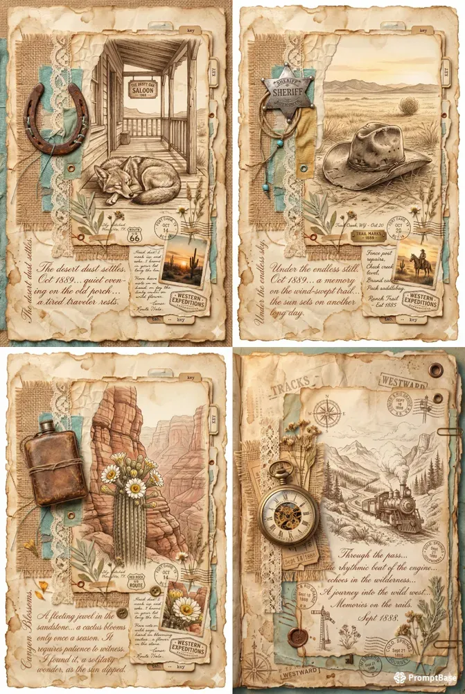 Wild West Junk Journal Digital Papers