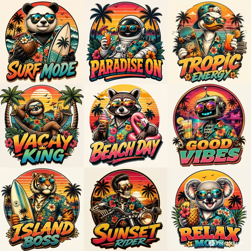 Retro Tropical Mascot Tshirt Designs
