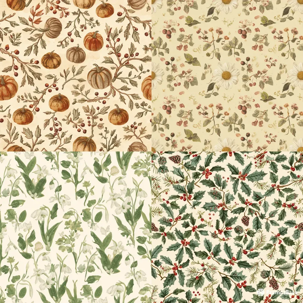 Vintage Botanical Seamless Patterns
