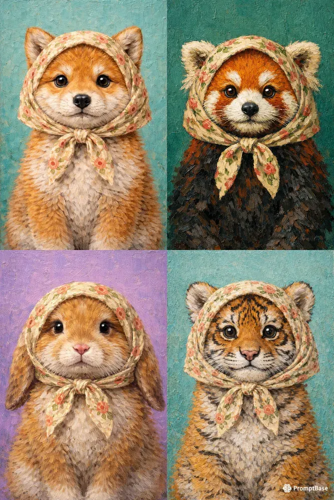 Impasto Headscarf Pet Portraits