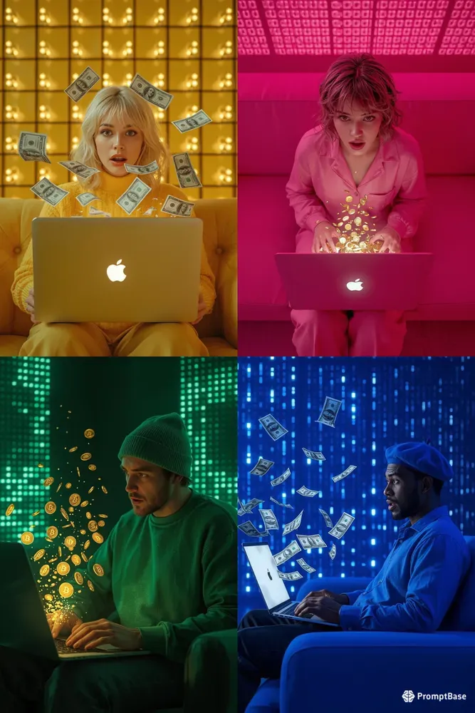 Ultra Realistic 3D Money Laptop Scenes