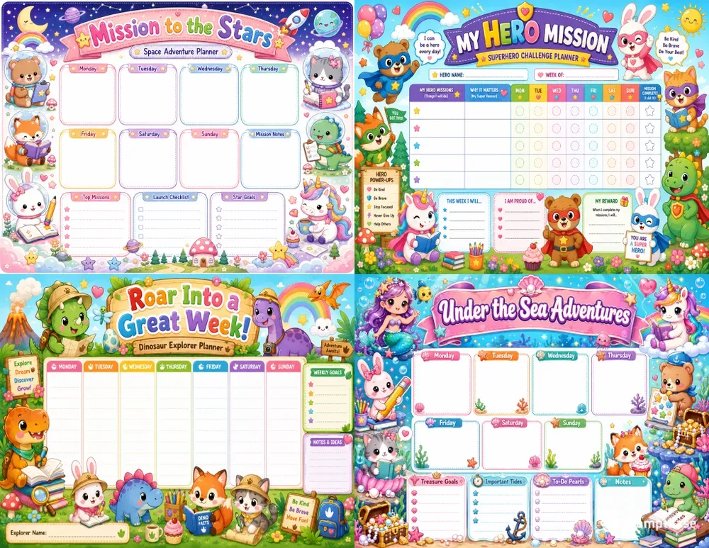 Cute Kids Color Planners