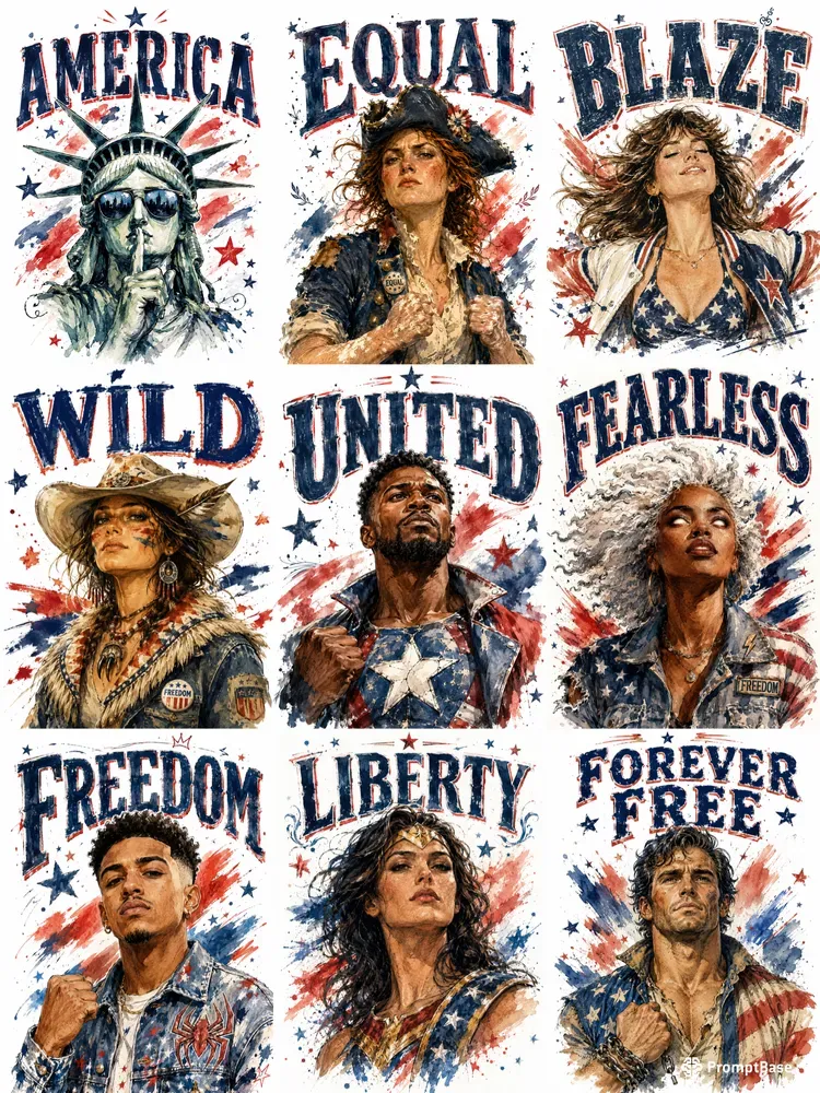 America Independence Day Retro Tshirts