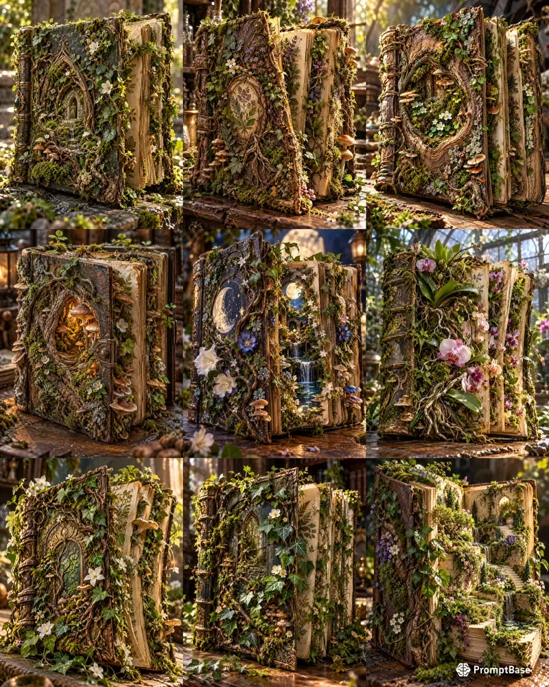 Hyperrealistic Living Botanical Books