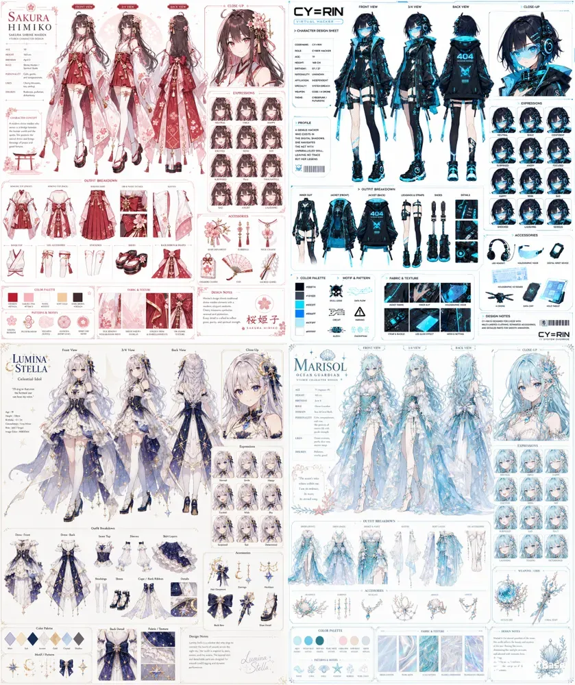 Vtuber Character Design Sheets