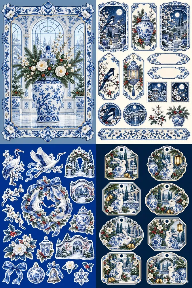 Blue And White Christmas Printables