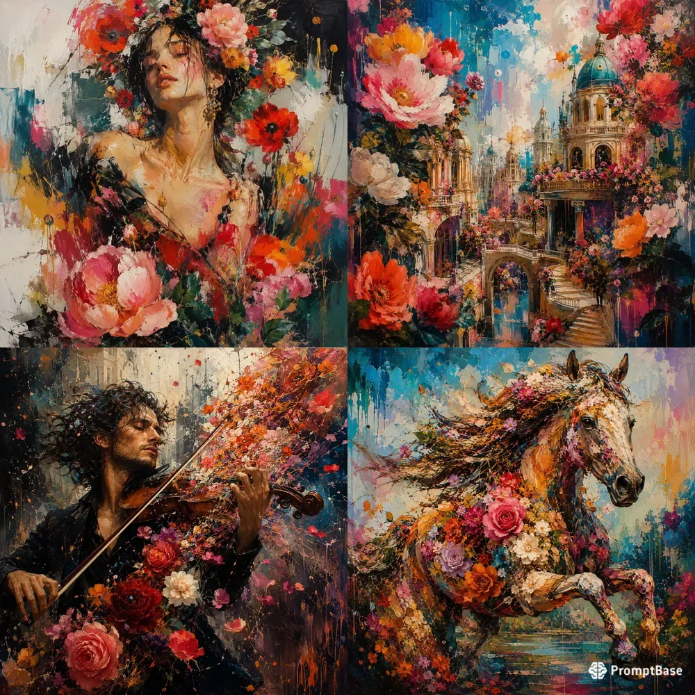 Vibrant Neoexpressionist Floral Art
