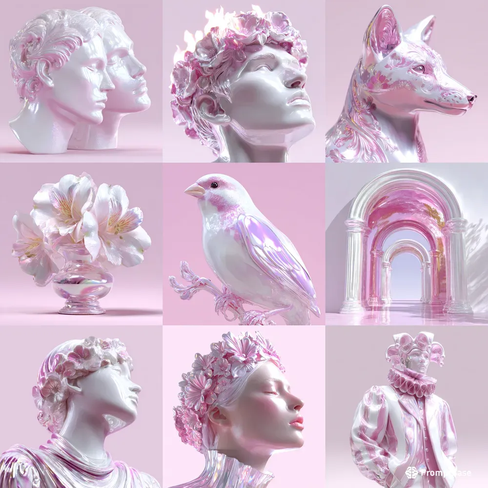 Iridescent Marble Statue Art