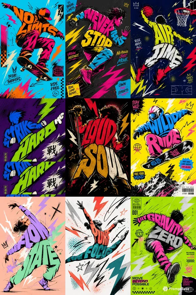 Dynamic Typography Silhouette Art