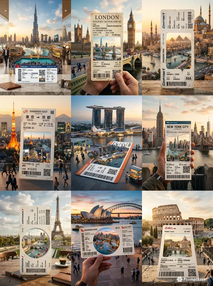 City Travel Ticket Art Posters Any Cities