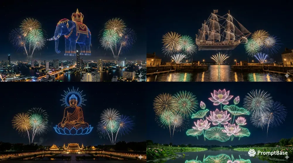 3D Drone Light Show Spectacles
