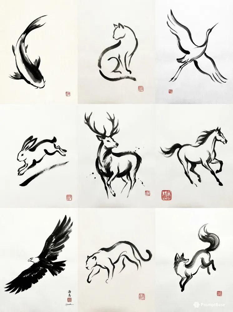 Minimalist Sumie Ink Art Packs