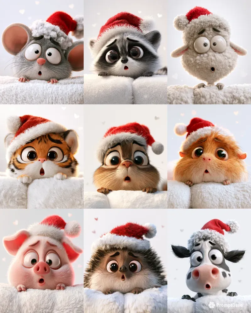 Cute 3D Christmas Animals