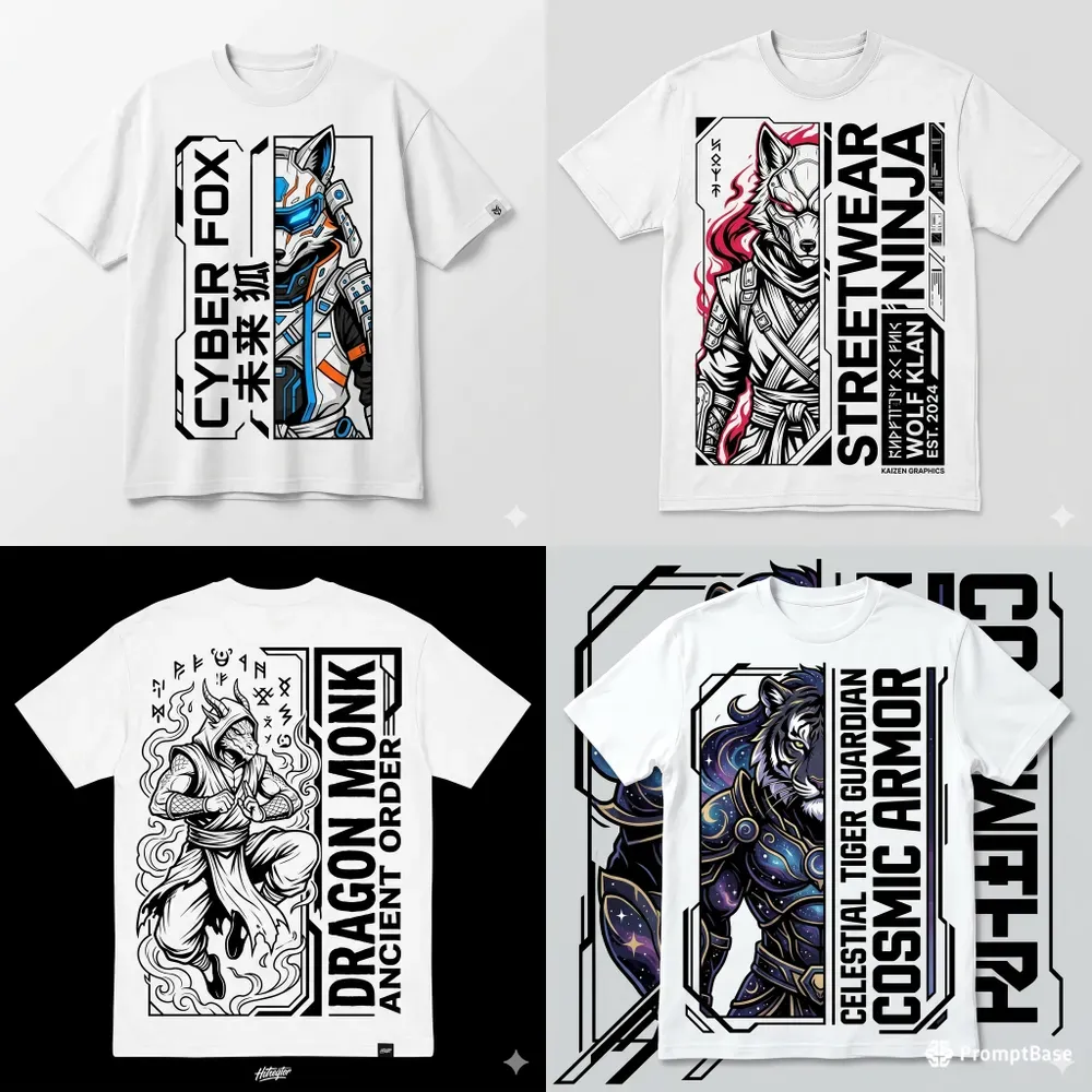 Vertical Split Anime Hero Typography Ts