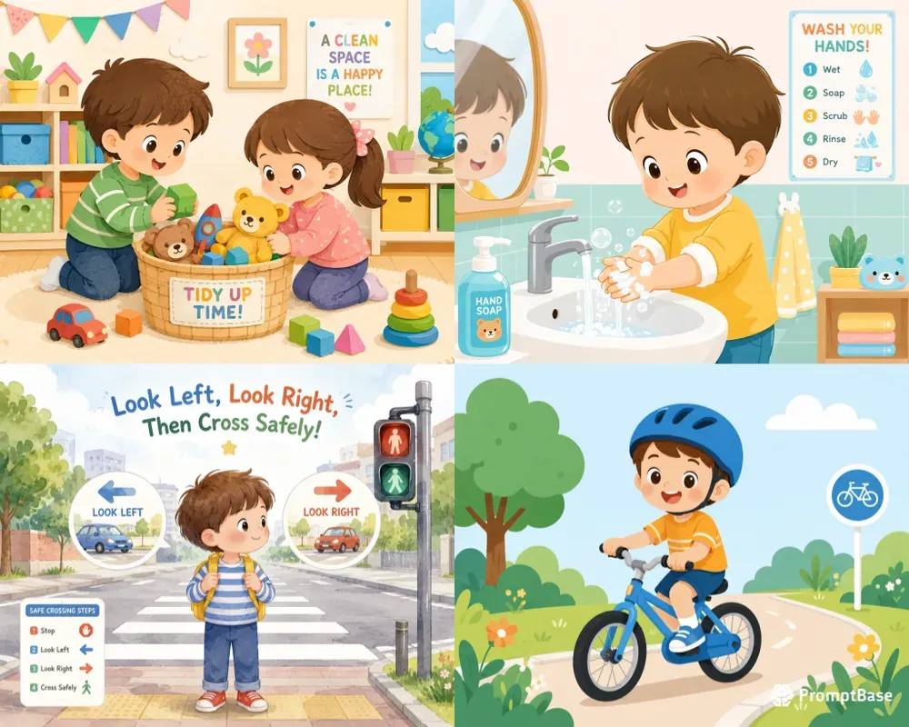Educational Kids Habits Safety Art