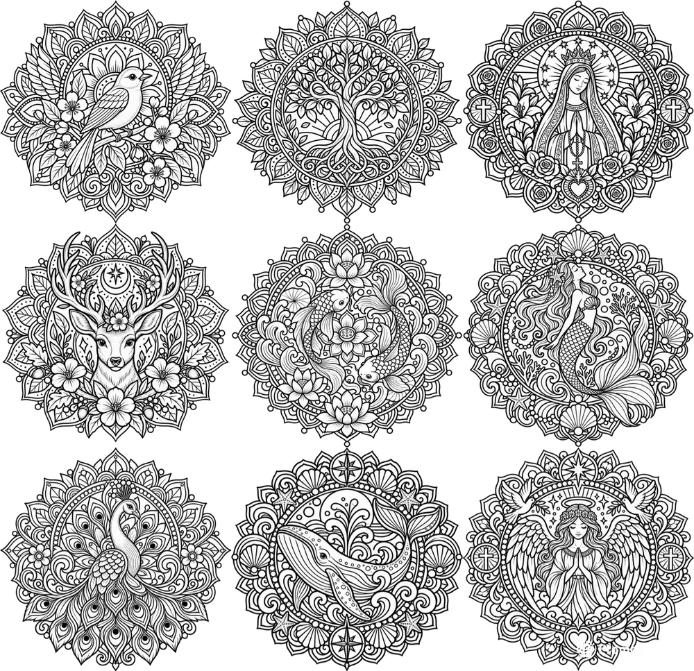 Multi Topic Mandala Coloring Art Creators
