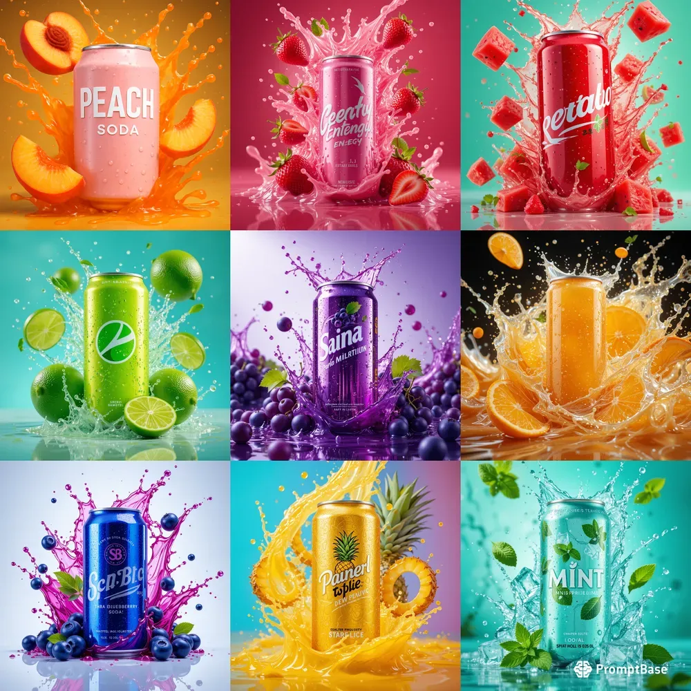 Vibrant Splashy Beverage Product Ads