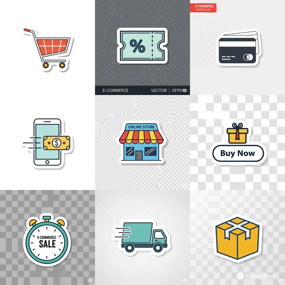 Ecommerce Icon Sticker Designs