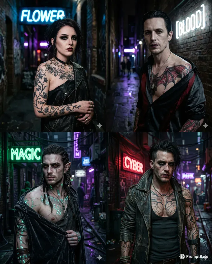 Cinematic Neon Tattoo Portraits