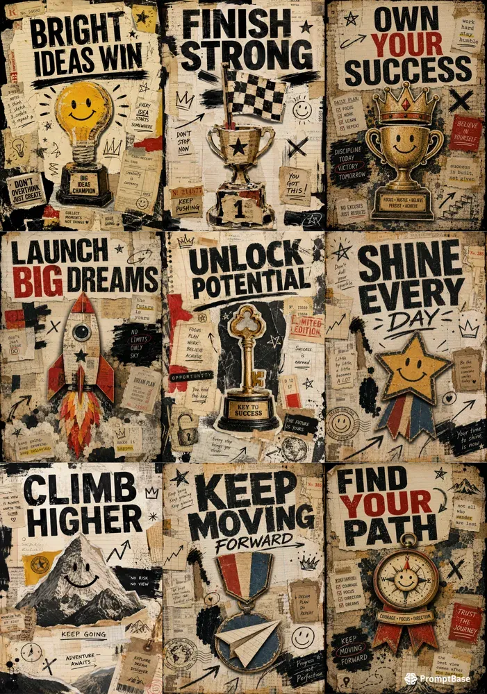 Vintage Collage Motivation Poster Packs