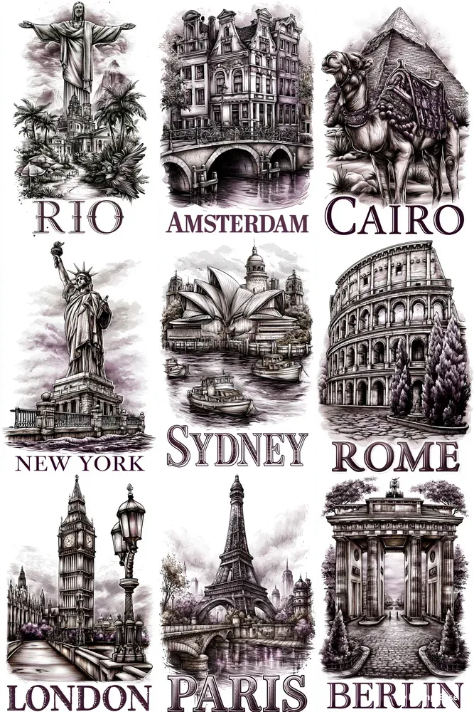 Classic Engraved Travel Posters