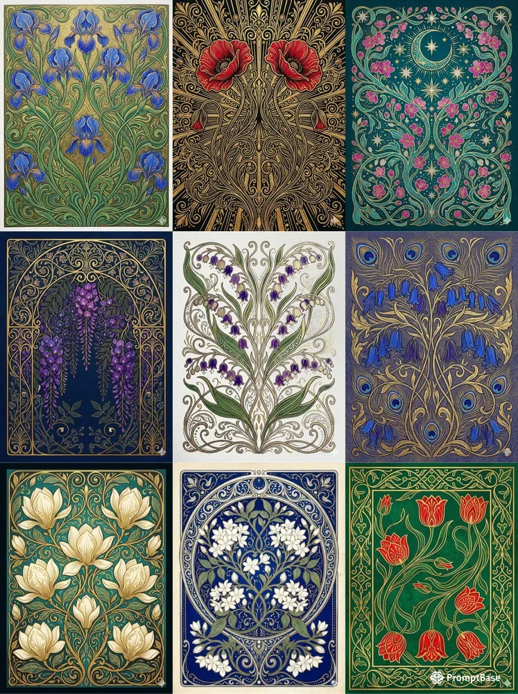 Art Nouveau Spring Botanical Wall Art