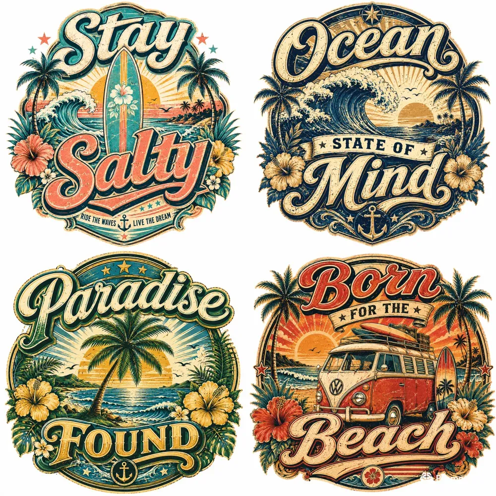 Vintage Summer Badge Designs