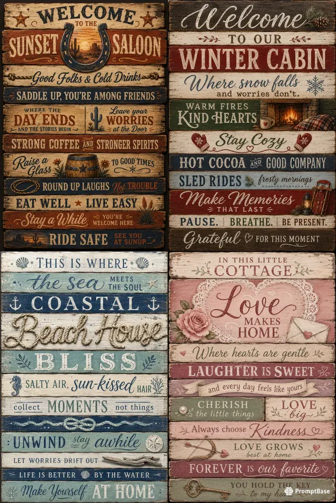 Wood Plank Sign Lettering Posters