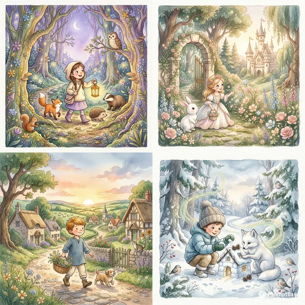 Magical Watercolor Storybook Scenes
