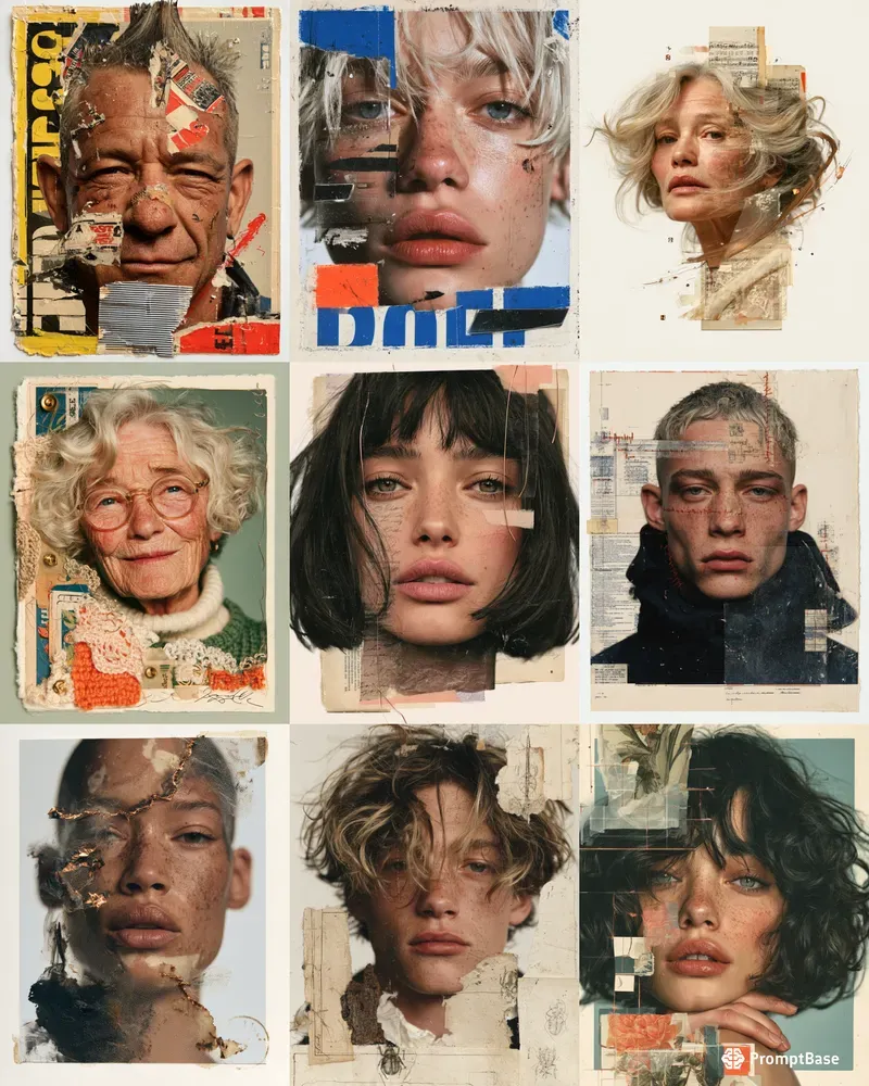 Modern Mixed Media Portrait Collages